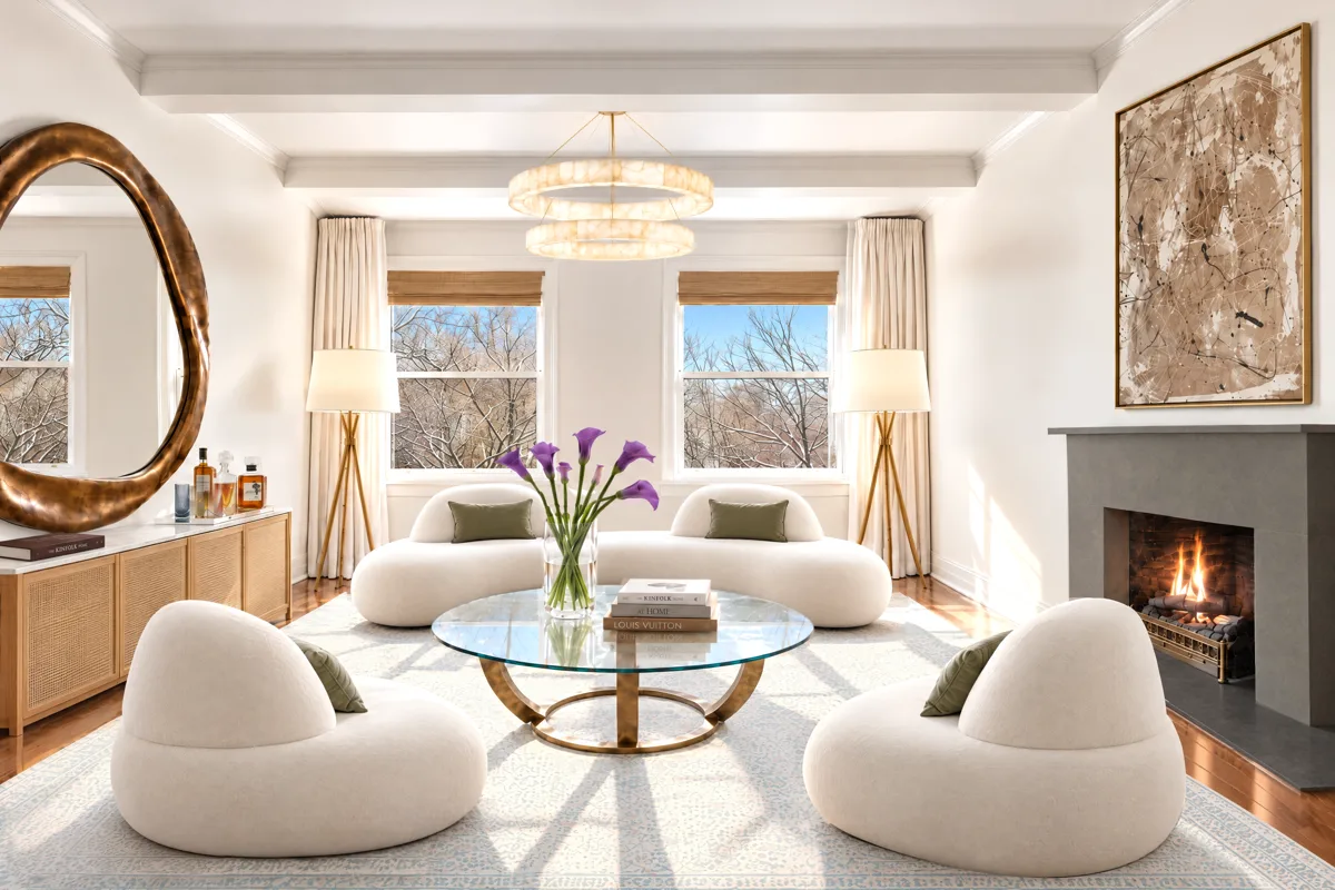 Living room, virtually staged